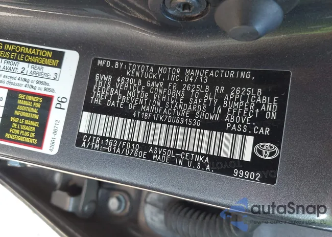 4T1BF1FK7DU691530: 43128033