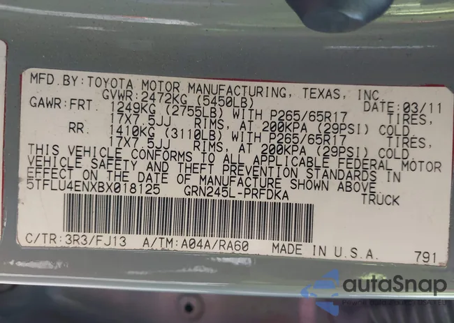 5TFLU4ENXBX018125: 43129084