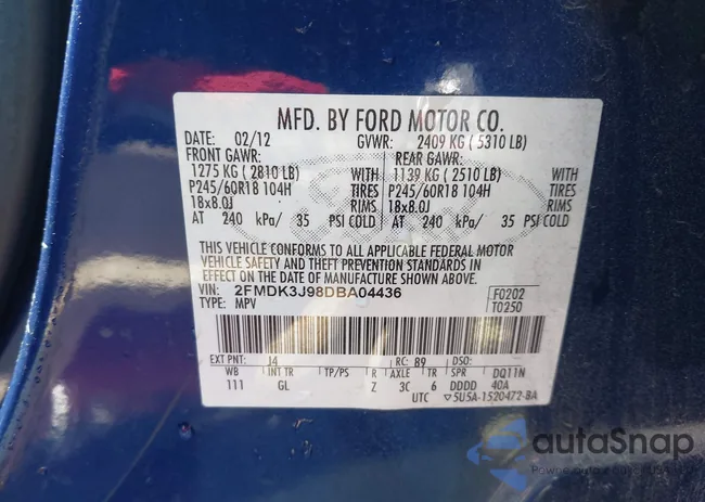 2FMDK3J98DBA04436: 43129174