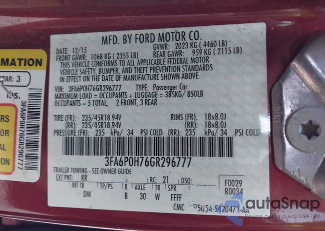 3FA6P0H76GR296777: 43129200