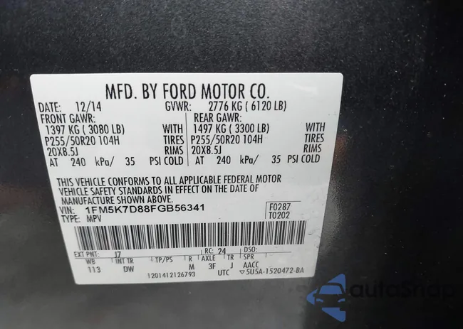 1FM5K7D88FGB56341: 43129252