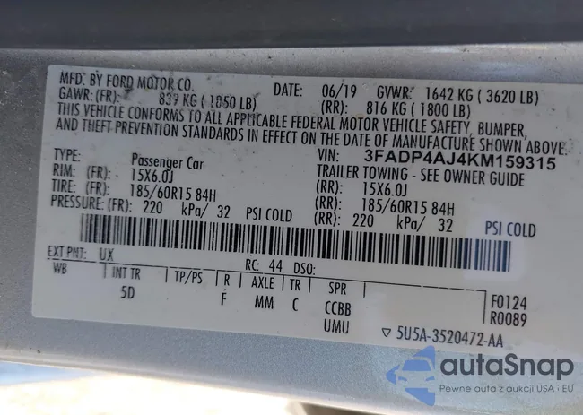 3FADP4AJ4KM159315: 43129406