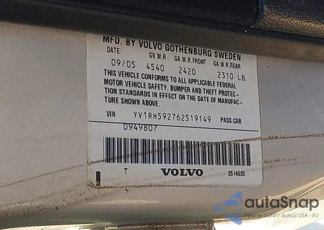 YV1RH592762519149: 43129414