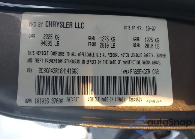 2C3KA43R18H141663: 43129436