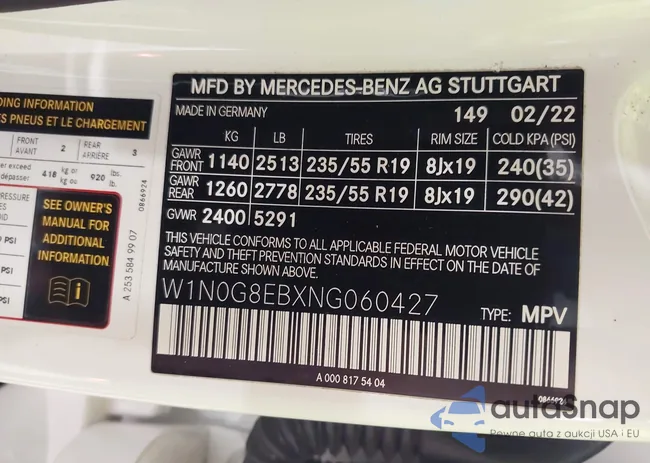 W1N0G8EBXNG060427: 43129443