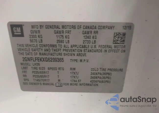 2GNFLFEKXG6209365: 43129478