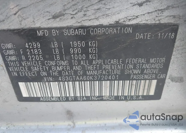 4S3GTAA60K3720401: 43129482