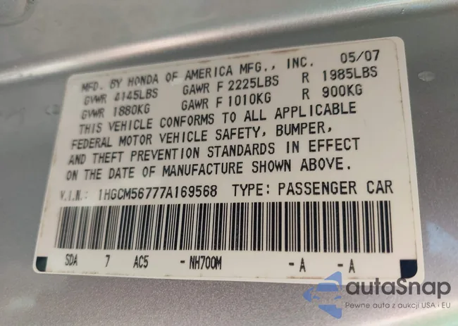 1HGCM56777A169568: 43129493