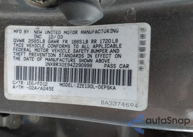 1NXBR32E94Z290998: 43129533