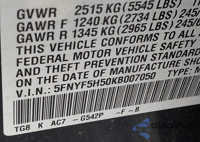 5FNYF5H50KB007050: 43129566