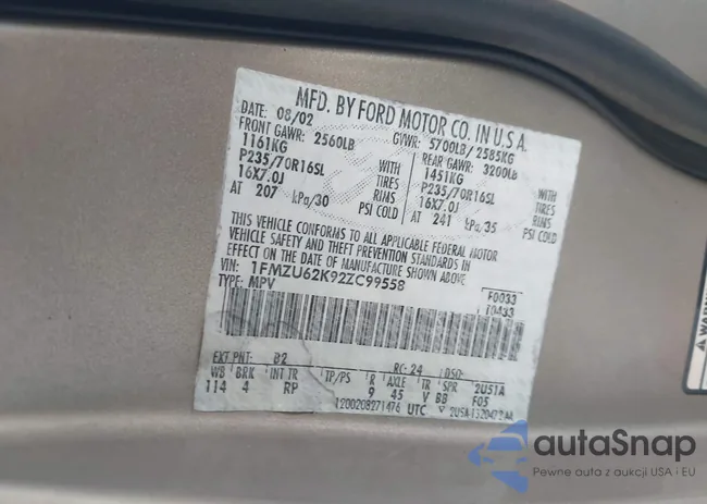 1FMZU62K92ZC99558: 43129628