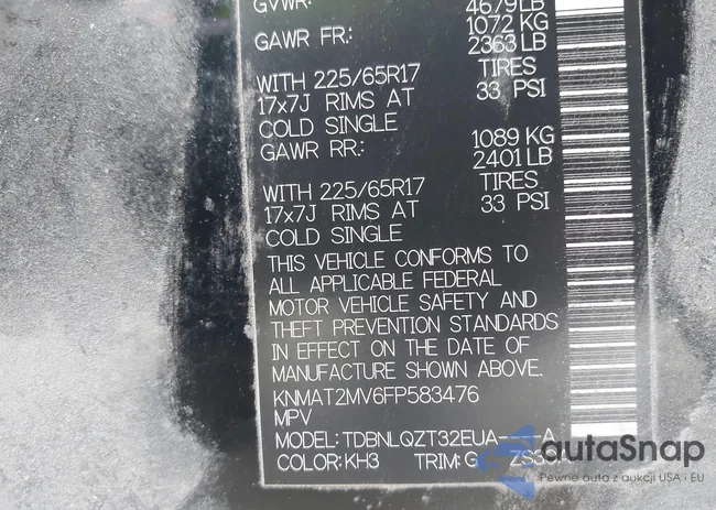 KNMAT2MV6FP583476: 43128700