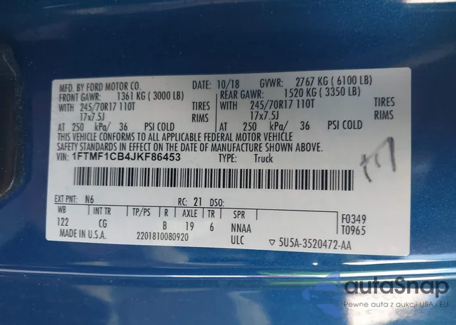 1FTMF1CB4JKF86453: 43128756