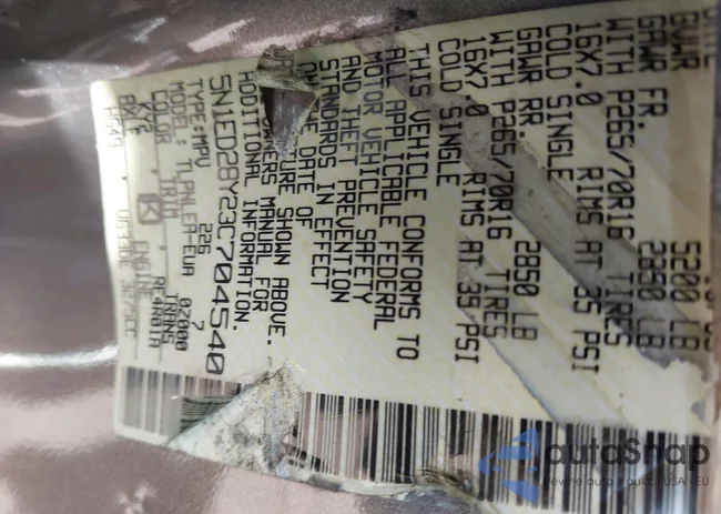 5N1ED28Y23C704540: 43128827