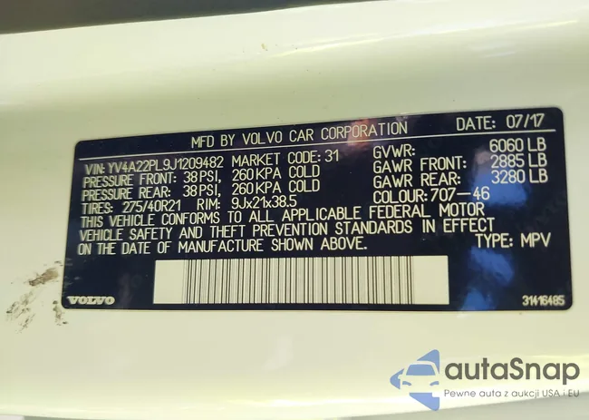 YV4A22PL9J1209482: 43129010