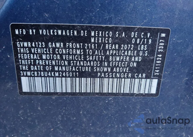 3VWCB7BU4KM245011: 43129070