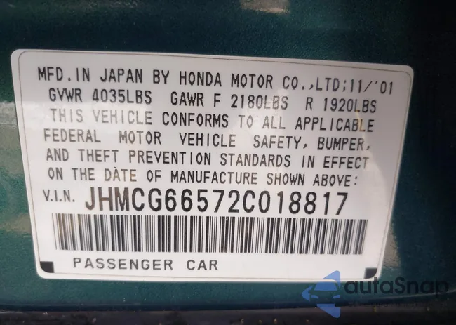 JHMCG66572C018817: 43130078