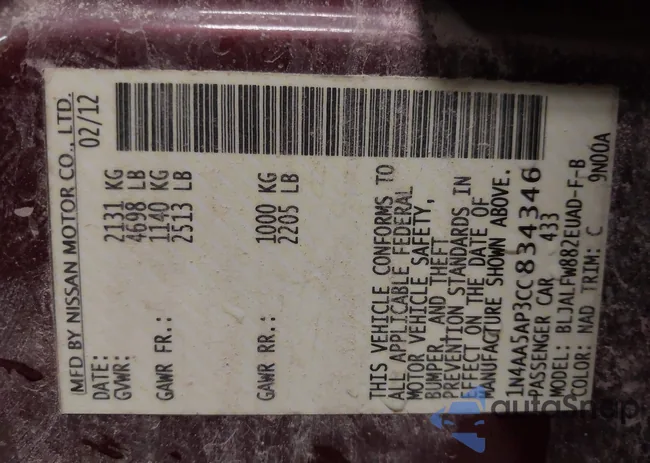 1N4AA5AP3CC834346: 43130214