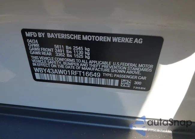 WBY43AW01RFT16649: 43130257