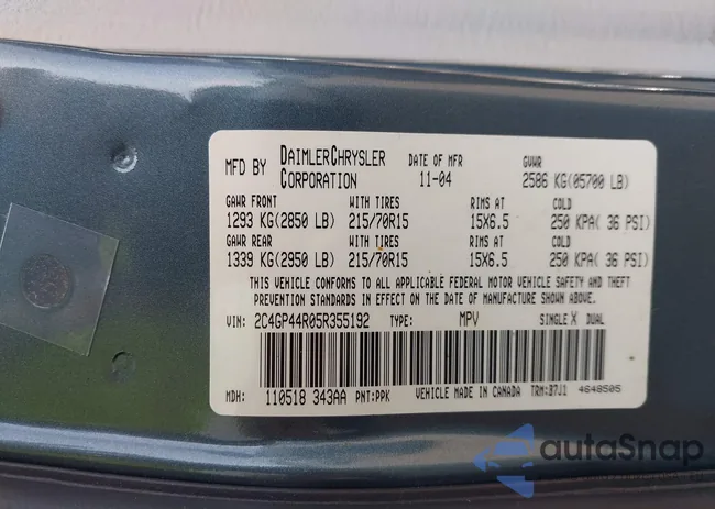 2C4GP44R05R355192: 43130433