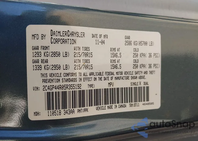 2C4GP44R05R355192: 43130433