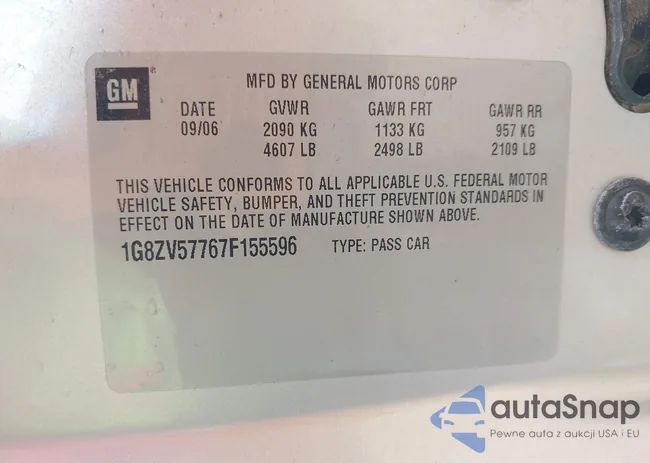 1G8ZV57767F155596: 43130482