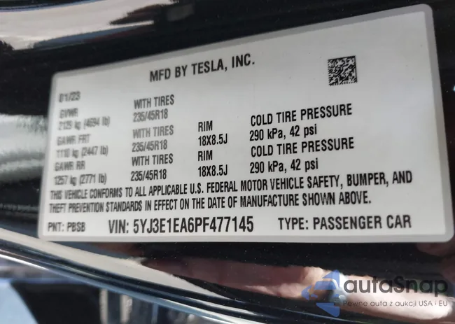 5YJ3E1EA6PF477145: 43130588