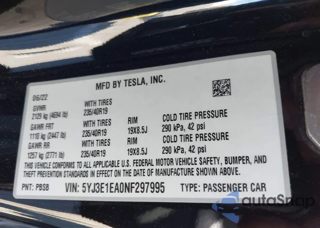 5YJ3E1EA0NF297995: 43129752