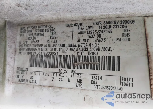 1FTNE24L61HB03921: 43129793