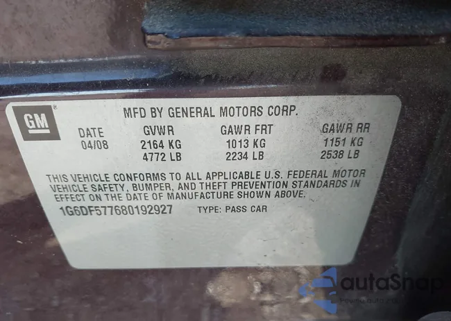 1G6DF577680192927: 43129797