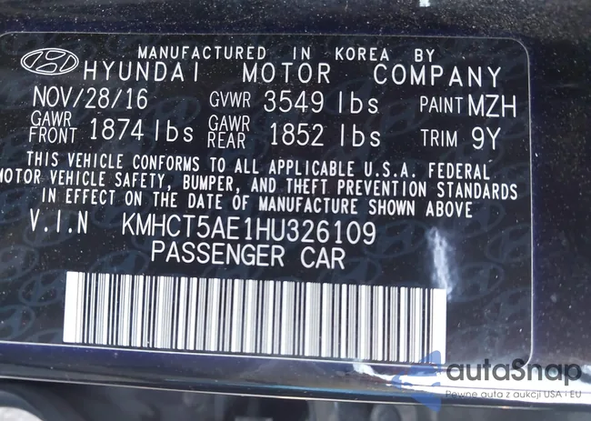 KMHCT5AE1HU326109: 43129817