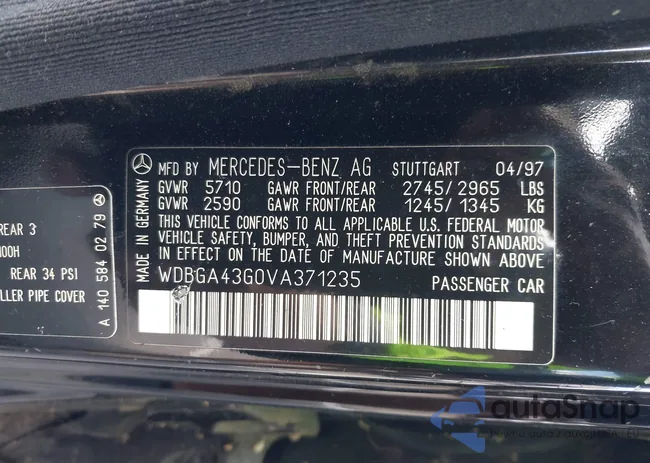 WDBGA43G0VA371235: 43129919