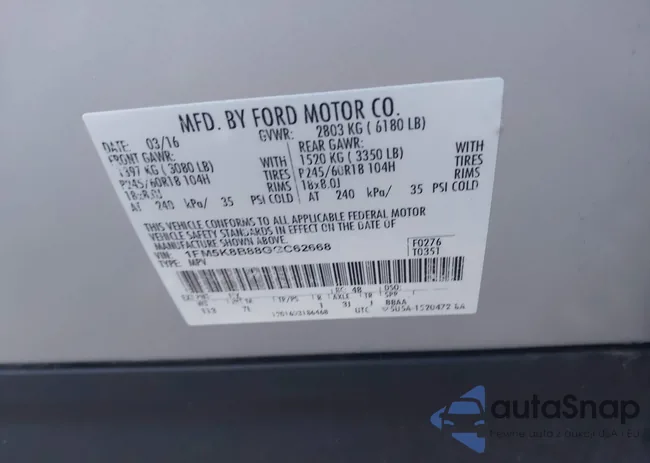 1FM5K8B88GGC62668: 43129978