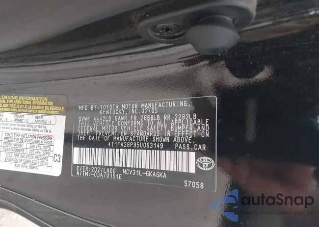 4T1FA38P95U063149: 43131076