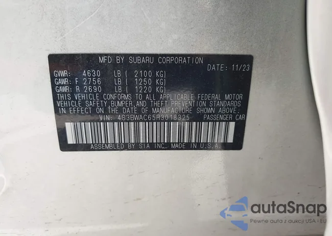 4S3BWAC65R3018325: 43131102