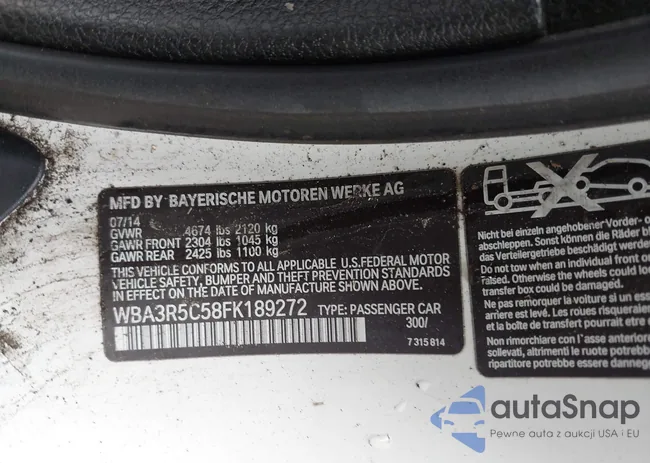 WBA3R5C58FK189272: 43131138