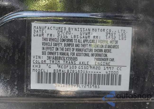 3N1AB8BV3LY295985: 43131190