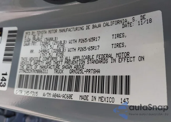 3TMAZ5CN7KM086311: 43131255