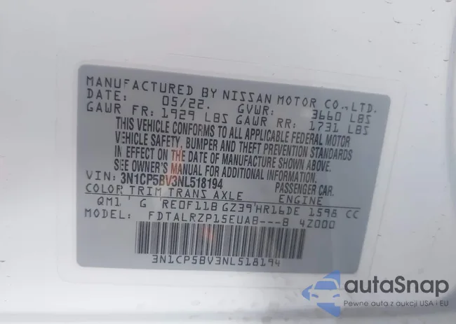 3N1CP5BV3NL518194: 43131280