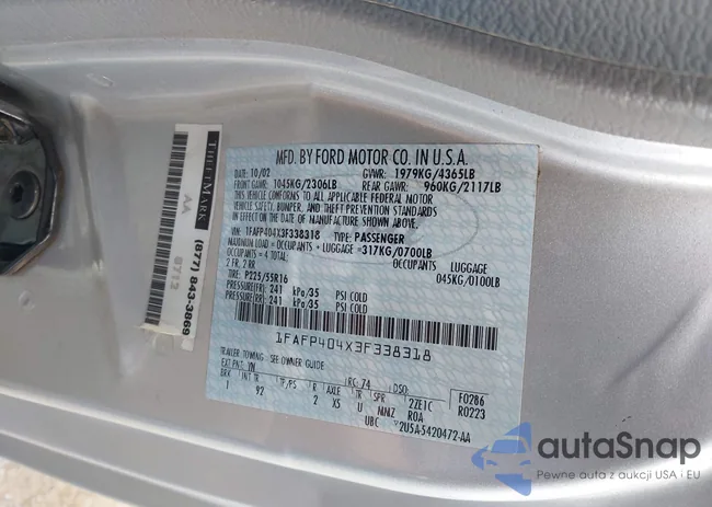 1FAFP404X3F338318: 43131350