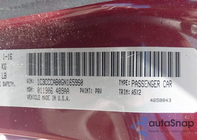 1C3CCCAB0GN165960: 43131395