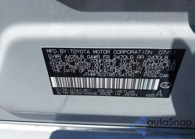 JTHBF5C21B5154190: 43131542