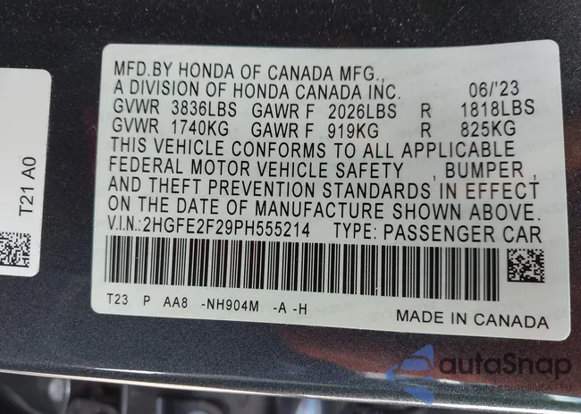 2HGFE2F29PH555214: 43130875