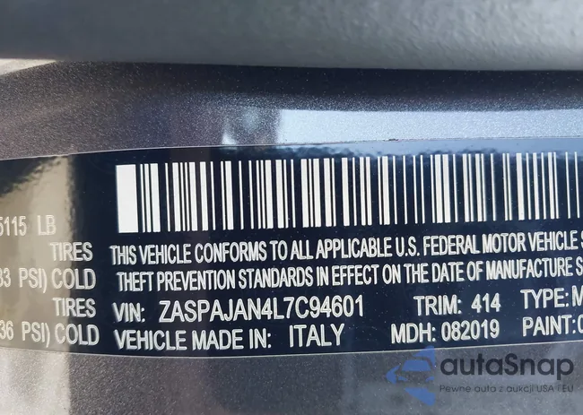 ZASPAJAN4L7C94601: 43130952