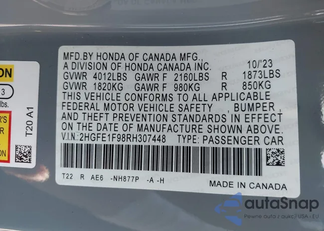 2HGFE1F98RH307448: 43131007