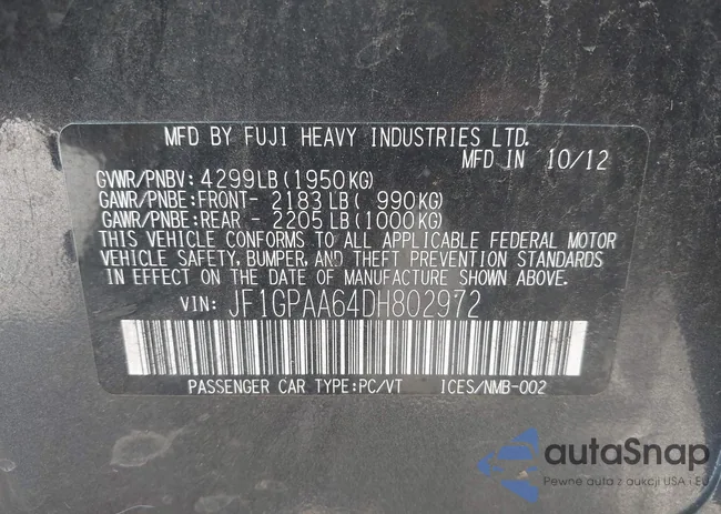 JF1GPAA64DH802972: 43132077