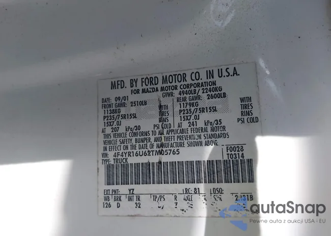 4F4YR16U62TM05765: 43132116