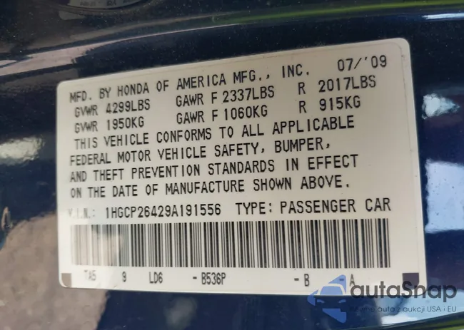 1HGCP26429A191556: 43132137