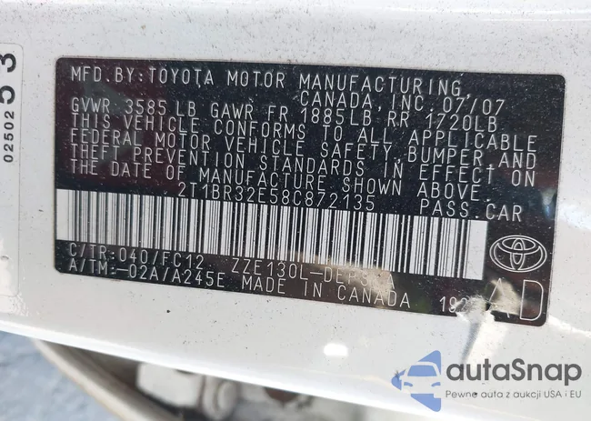 2T1BR32E58C872135: 43132155