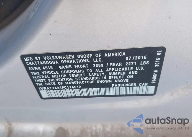 1VWAT7A31FC114512: 43132222